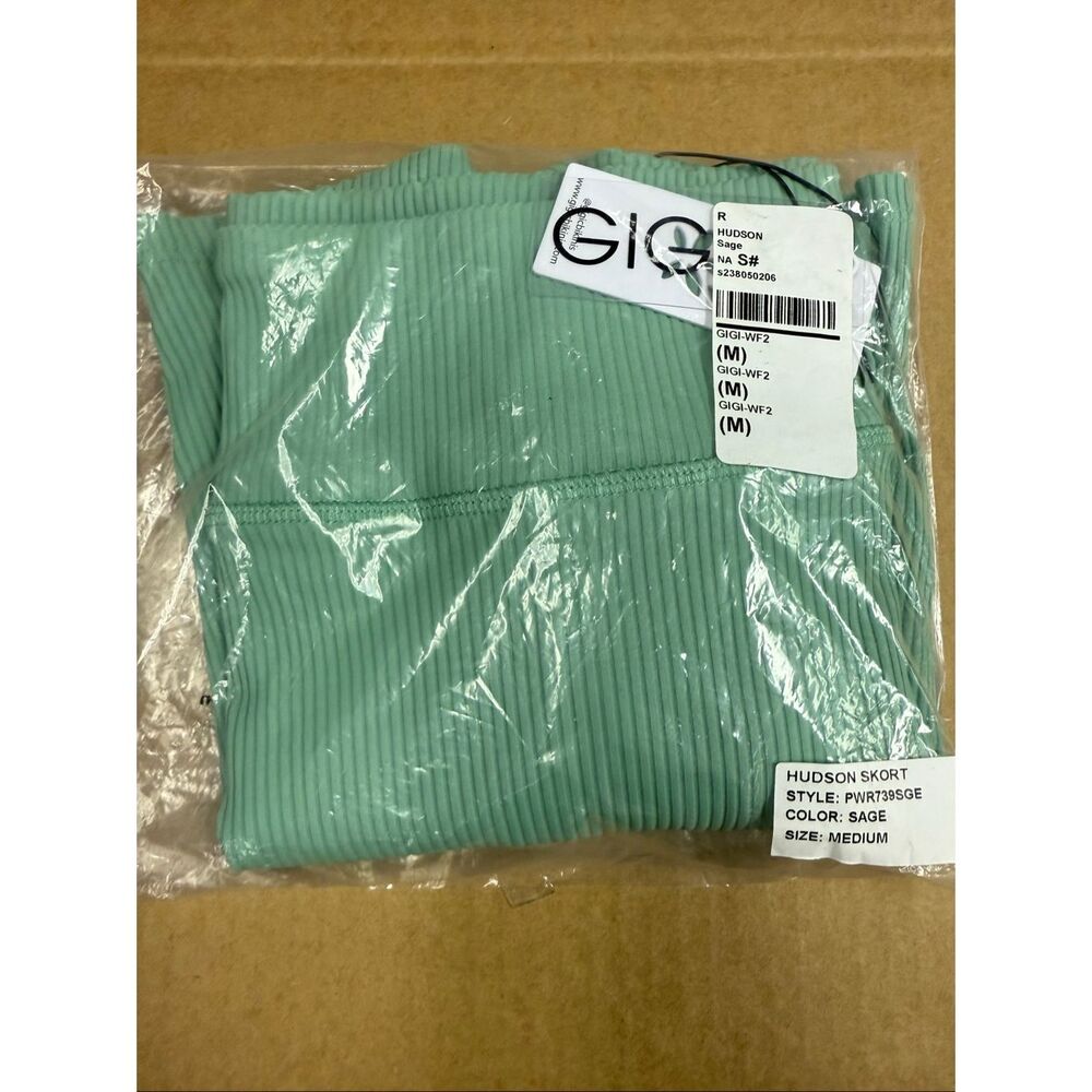 New Gigi C Hudson Rib Knit Tied Waist Skirt Skort M Sage - Picture 2 of 6